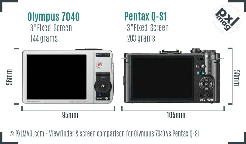 Olympus 7040 vs Pentax Q-S1 Screen and Viewfinder comparison