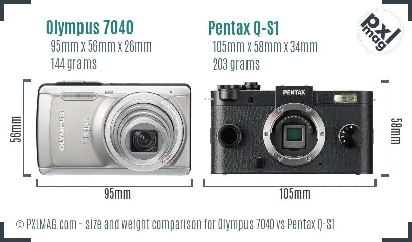Olympus 7040 vs Pentax Q-S1 size comparison