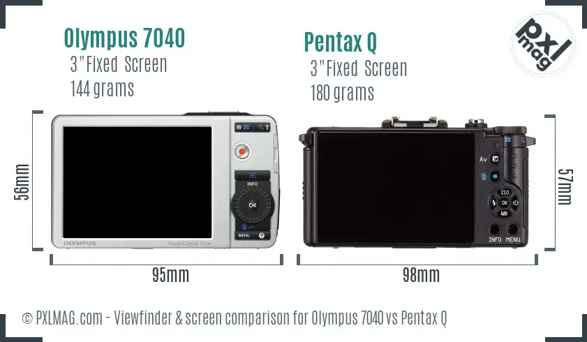 Olympus 7040 vs Pentax Q Screen and Viewfinder comparison