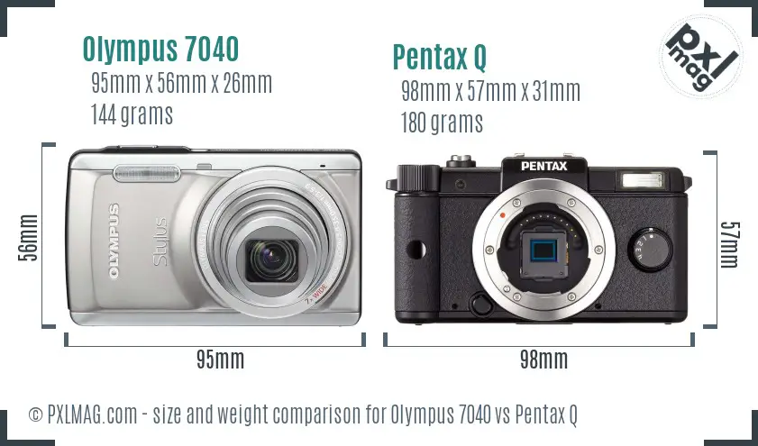 Olympus 7040 vs Pentax Q size comparison