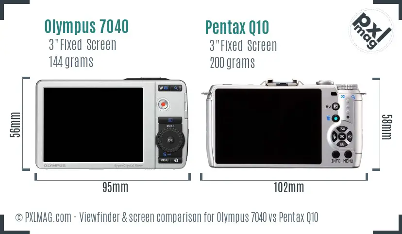 Olympus 7040 vs Pentax Q10 Screen and Viewfinder comparison