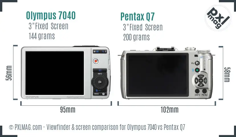 Olympus 7040 vs Pentax Q7 Screen and Viewfinder comparison