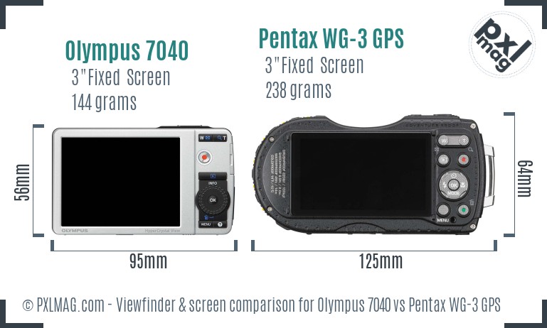 Olympus 7040 vs Pentax WG-3 GPS Screen and Viewfinder comparison