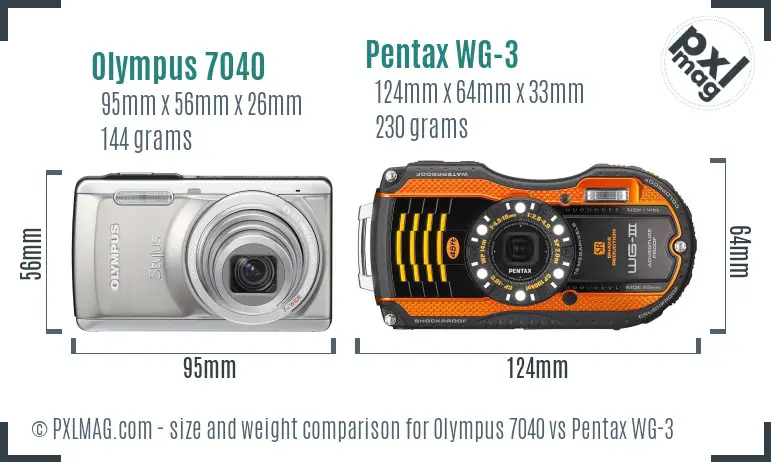 Olympus 7040 vs Pentax WG-3 size comparison Olympus 7040 vs Pentax WG-3 size comparison