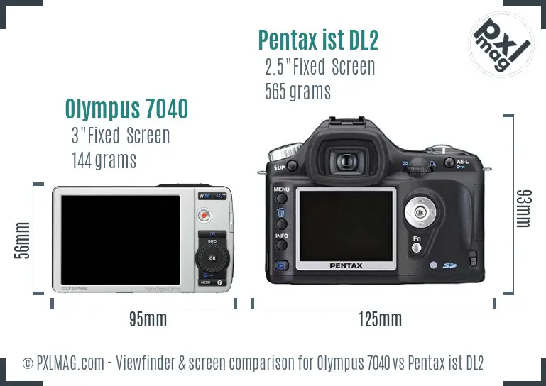 Olympus 7040 vs Pentax ist DL2 Screen and Viewfinder comparison
