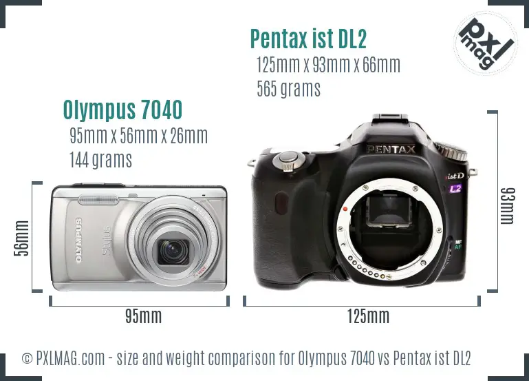 Olympus 7040 vs Pentax ist DL2 size comparison