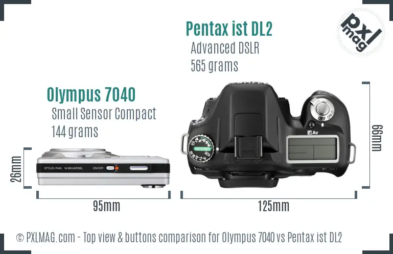 Olympus 7040 vs Pentax ist DL2 top view buttons comparison