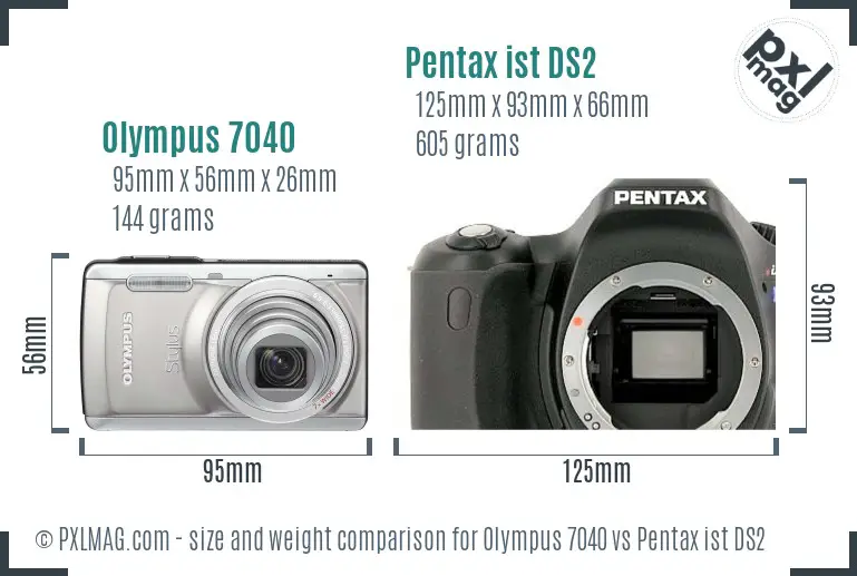 Olympus 7040 vs Pentax ist DS2 size comparison