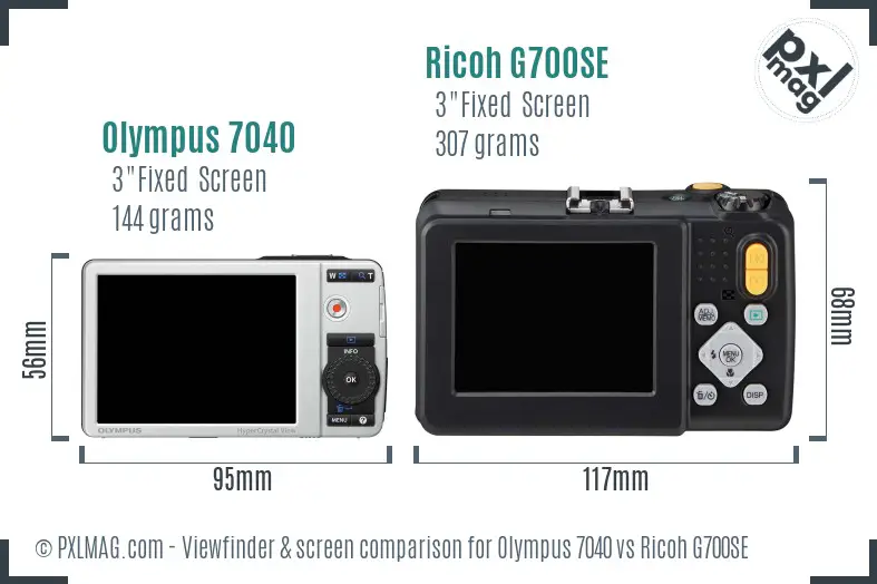Olympus 7040 vs Ricoh G700SE Screen and Viewfinder comparison
