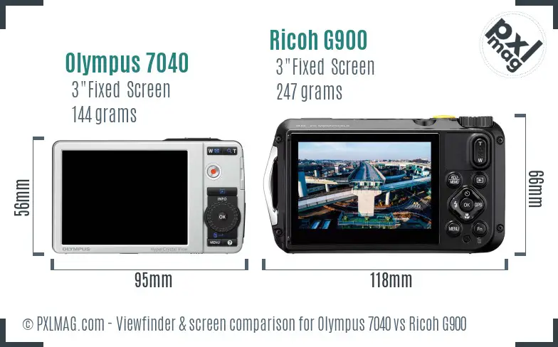 Olympus 7040 vs Ricoh G900 Screen and Viewfinder comparison