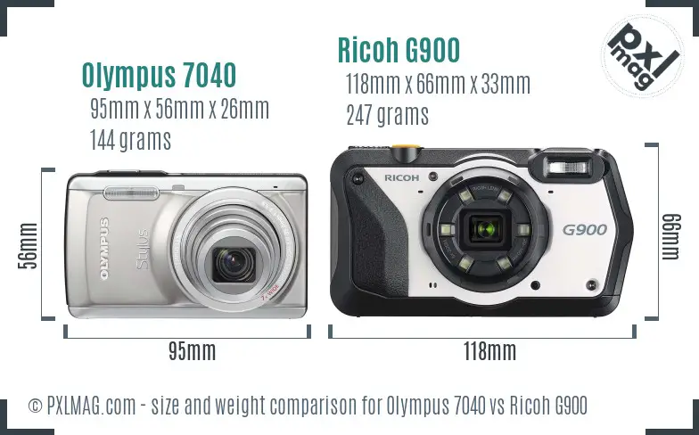 Olympus 7040 vs Ricoh G900 size comparison