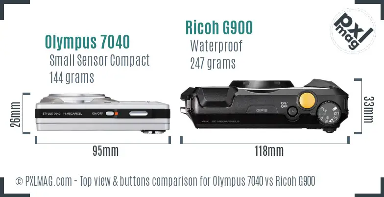 Olympus 7040 vs Ricoh G900 top view buttons comparison