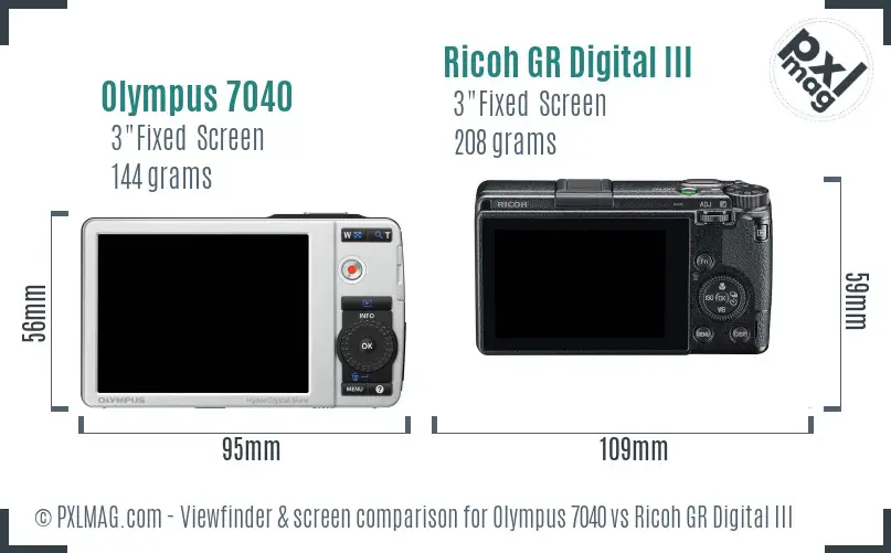 Olympus 7040 vs Ricoh GR Digital III Screen and Viewfinder comparison