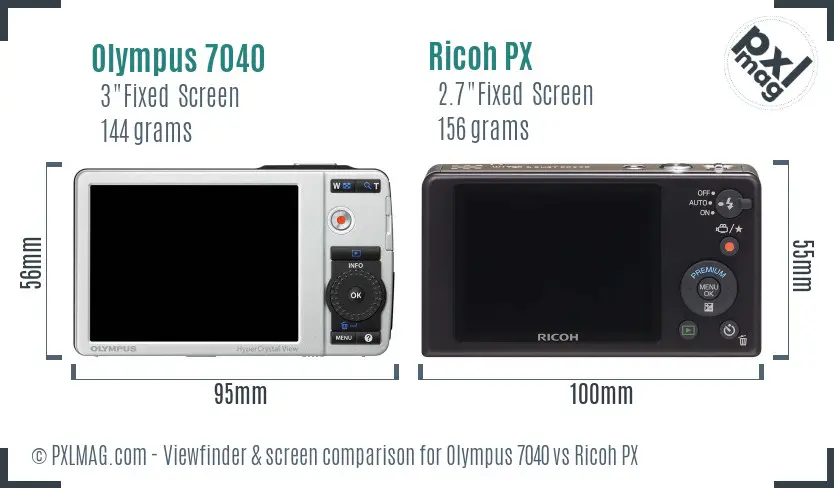 Olympus 7040 vs Ricoh PX Screen and Viewfinder comparison Olympus 7040 vs Ricoh PX Screen and Viewfinder comparison