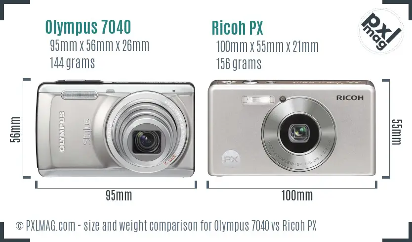 Olympus 7040 vs Ricoh PX size comparison Olympus 7040 vs Ricoh PX size comparison