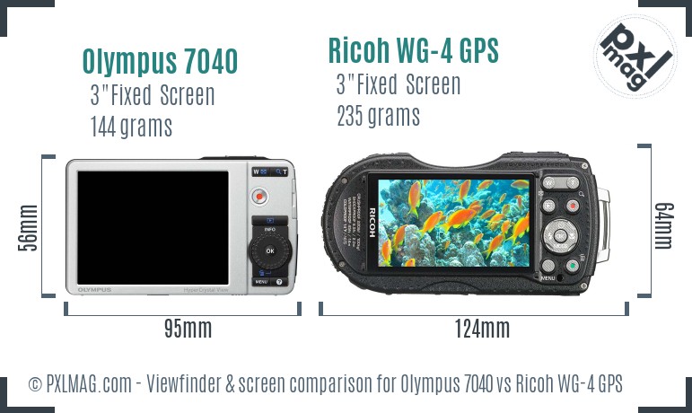 Olympus 7040 vs Ricoh WG-4 GPS Screen and Viewfinder comparison