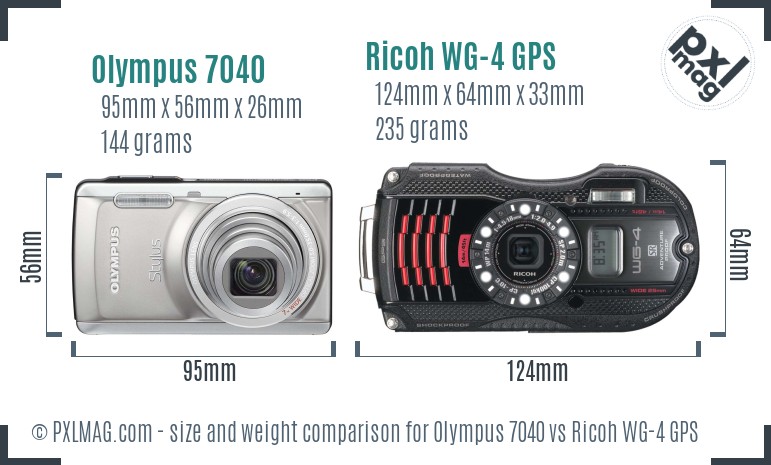 Olympus 7040 vs Ricoh WG-4 GPS size comparison Olympus 7040 vs Ricoh WG-4 GPS size comparison