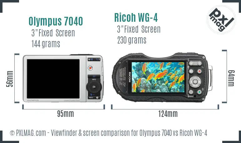Olympus 7040 vs Ricoh WG-4 Screen and Viewfinder comparison