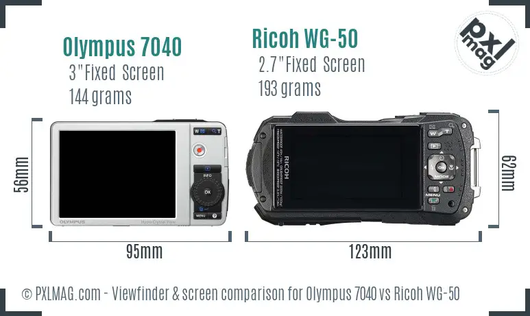 Olympus 7040 vs Ricoh WG-50 Screen and Viewfinder comparison
