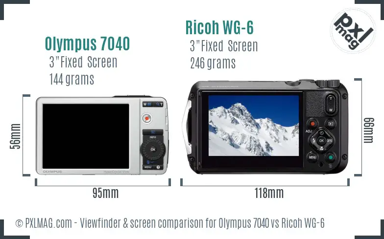 Olympus 7040 vs Ricoh WG-6 Screen and Viewfinder comparison