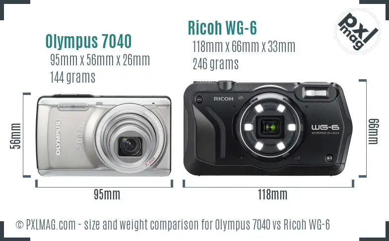 Olympus 7040 vs Ricoh WG-6 size comparison