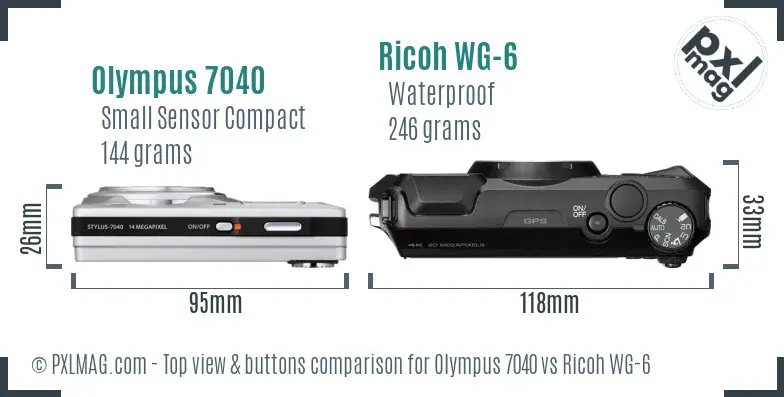 Olympus 7040 vs Ricoh WG-6 top view buttons comparison