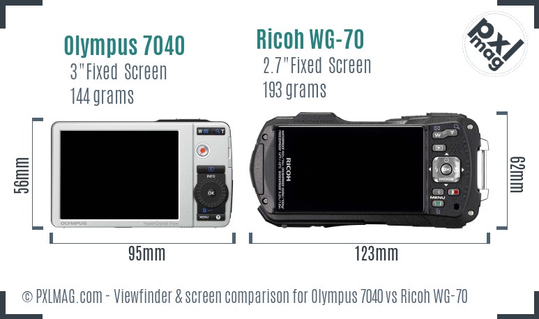 Olympus 7040 vs Ricoh WG-70 Screen and Viewfinder comparison