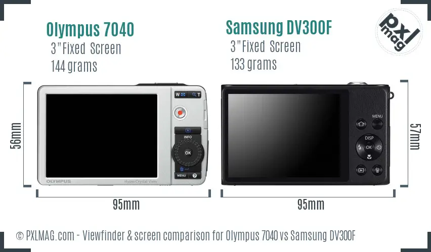 Olympus 7040 vs Samsung DV300F Screen and Viewfinder comparison