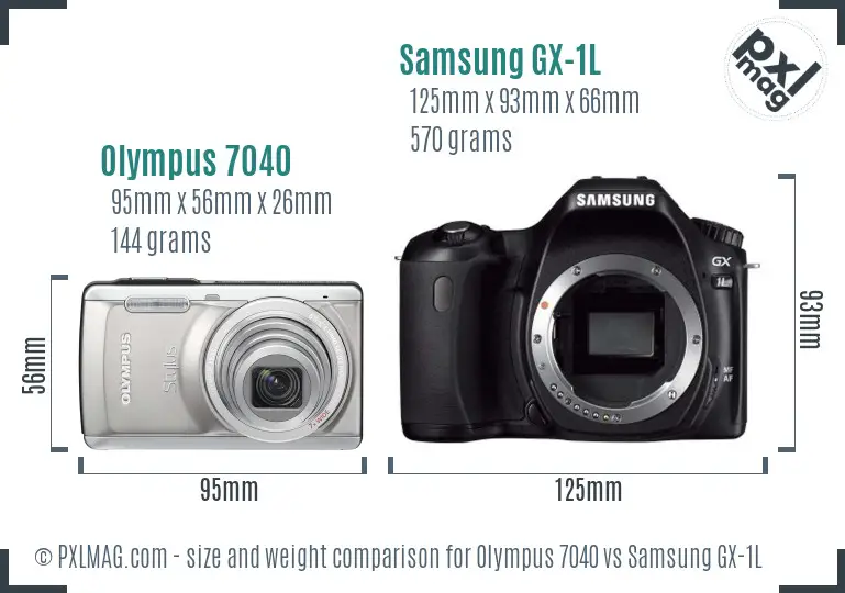 Olympus 7040 vs Samsung GX-1L size comparison