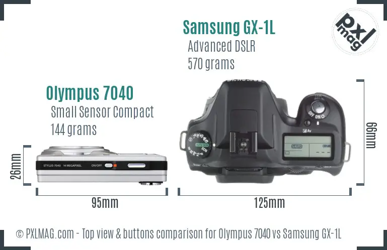 Olympus 7040 vs Samsung GX-1L top view buttons comparison