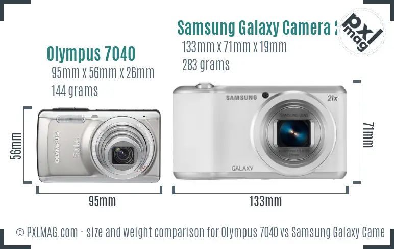 Olympus 7040 vs Samsung Galaxy Camera 2 size comparison
