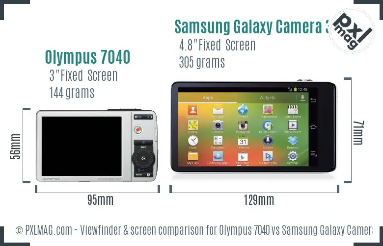 Olympus 7040 vs Samsung Galaxy Camera 3G Screen and Viewfinder comparison