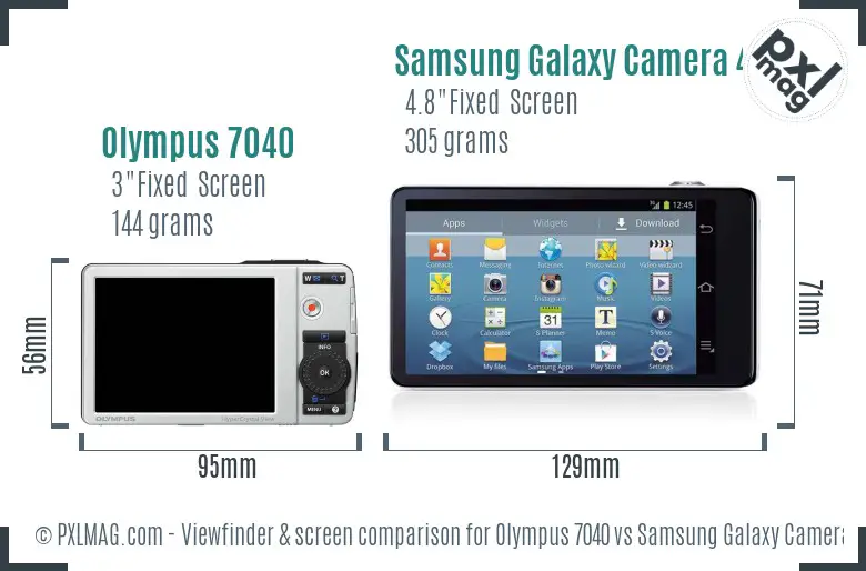 Olympus 7040 vs Samsung Galaxy Camera 4G Screen and Viewfinder comparison