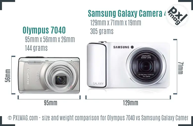 Olympus 7040 vs Samsung Galaxy Camera 4G size comparison