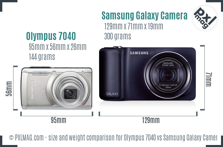 Olympus 7040 vs Samsung Galaxy Camera size comparison