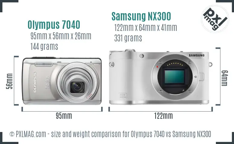 Olympus 7040 vs Samsung NX300 size comparison