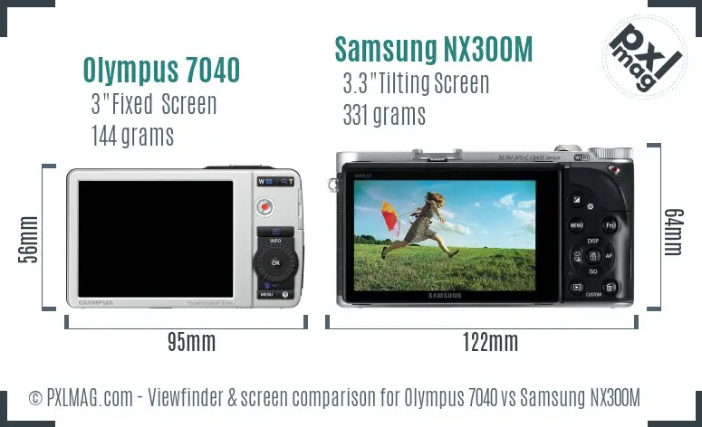 Olympus 7040 vs Samsung NX300M Screen and Viewfinder comparison