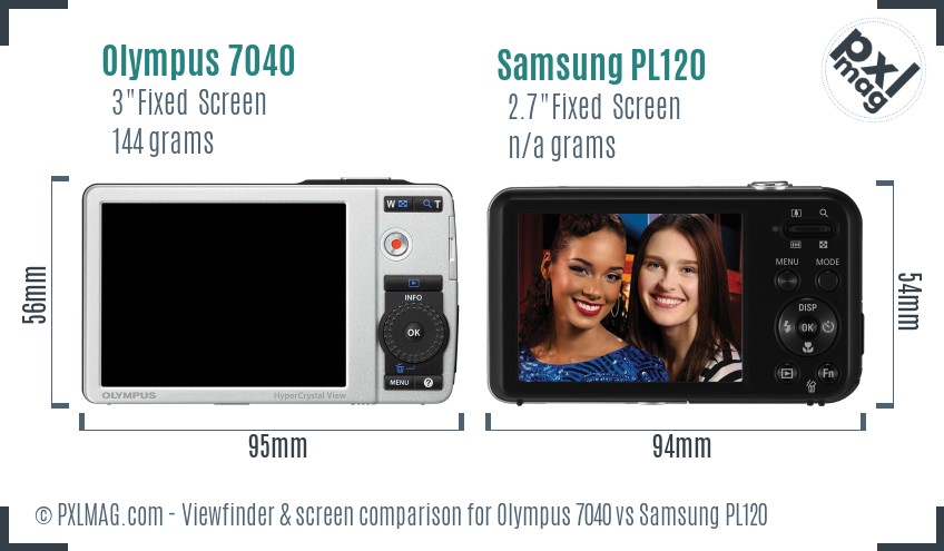 Olympus 7040 vs Samsung PL120 Screen and Viewfinder comparison