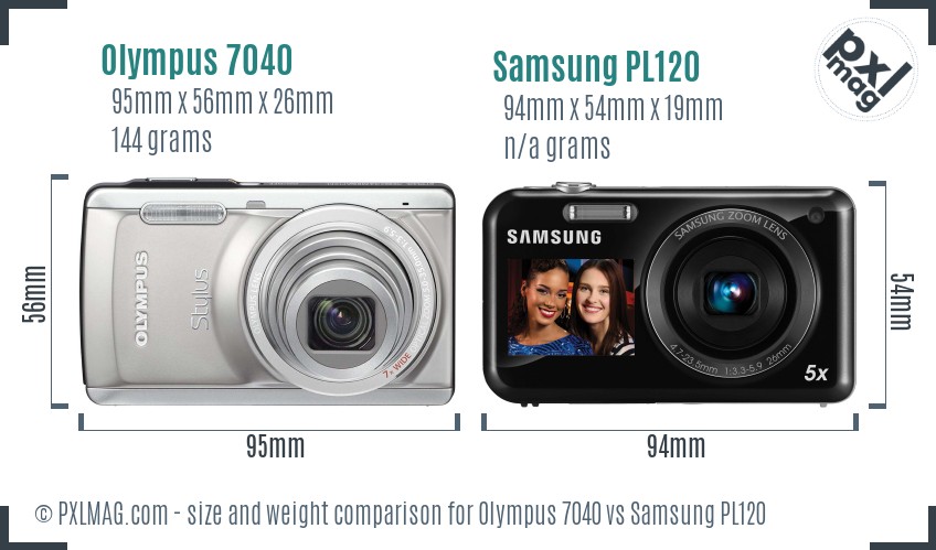 Olympus 7040 vs Samsung PL120 size comparison