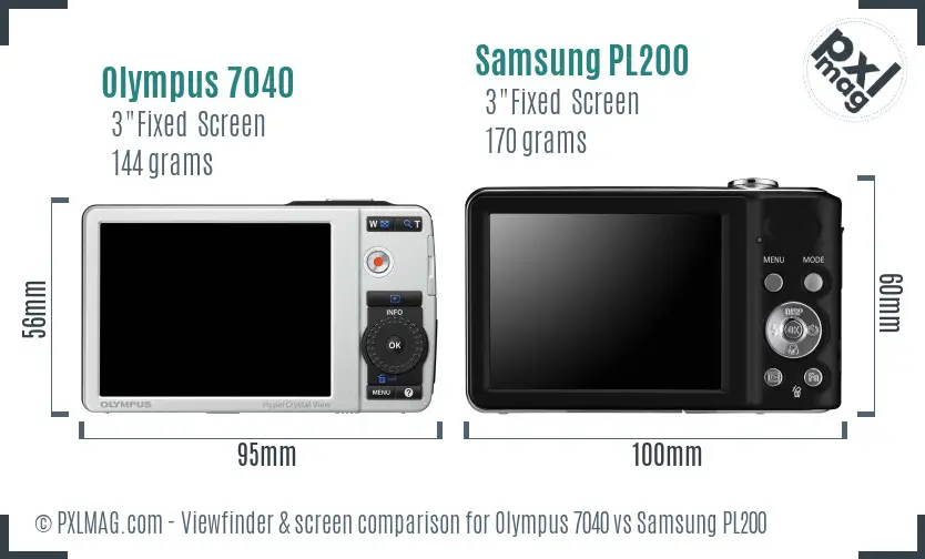 Olympus 7040 vs Samsung PL200 Screen and Viewfinder comparison