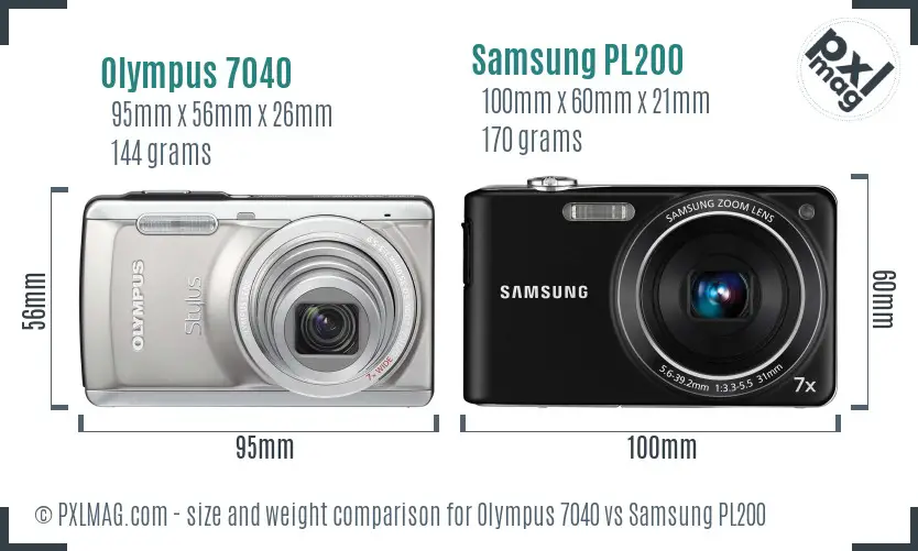 Olympus 7040 vs Samsung PL200 size comparison