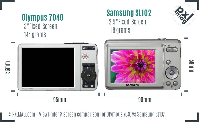 Olympus 7040 vs Samsung SL102 Screen and Viewfinder comparison