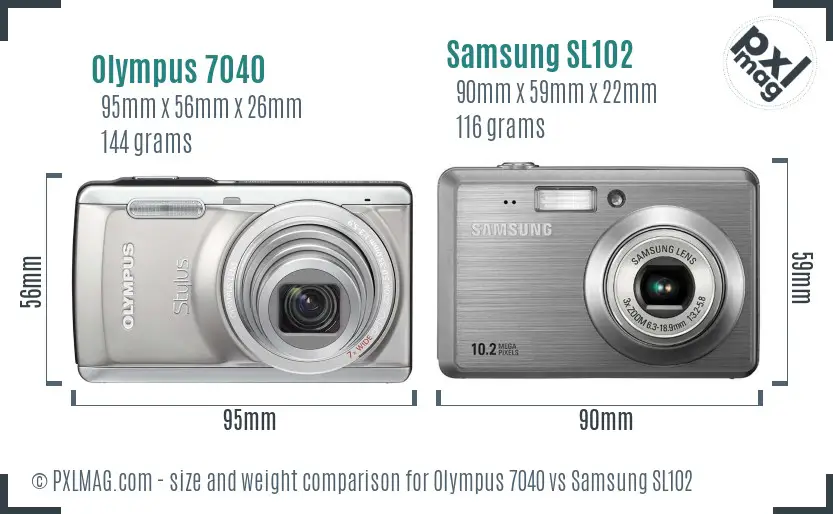 Olympus 7040 vs Samsung SL102 size comparison