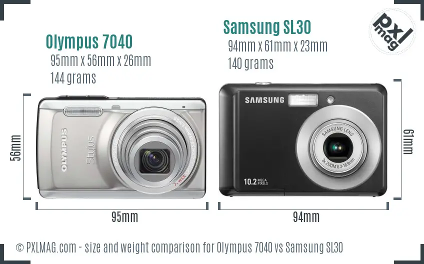 Olympus 7040 vs Samsung SL30 size comparison