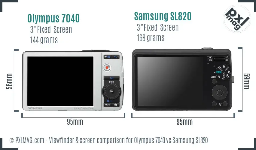 Olympus 7040 vs Samsung SL820 Screen and Viewfinder comparison Olympus 7040 vs Samsung SL820 Screen and Viewfinder comparison