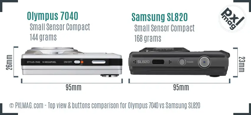 Olympus 7040 vs Samsung SL820 top view buttons comparison Olympus 7040 vs Samsung SL820 top view buttons comparison