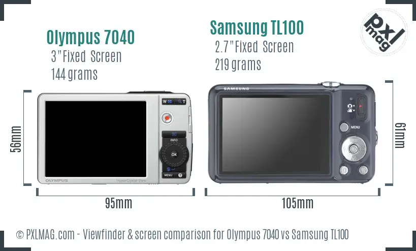 Olympus 7040 vs Samsung TL100 Screen and Viewfinder comparison Olympus 7040 vs Samsung TL100 Screen and Viewfinder comparison