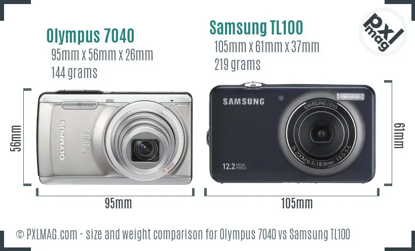 Olympus 7040 vs Samsung TL100 size comparison Olympus 7040 vs Samsung TL100 size comparison
