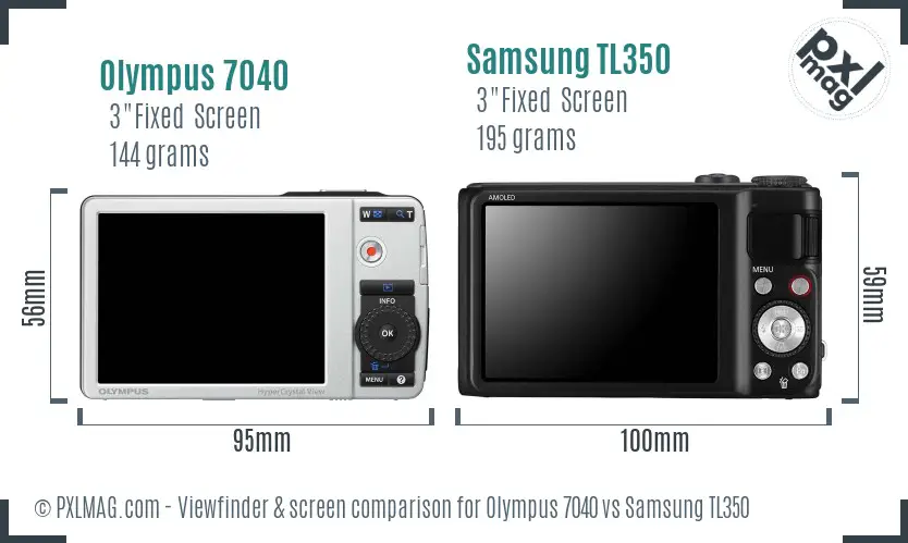 Olympus 7040 vs Samsung TL350 Screen and Viewfinder comparison
