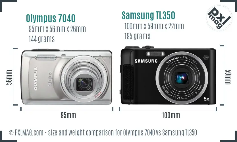 Olympus 7040 vs Samsung TL350 size comparison